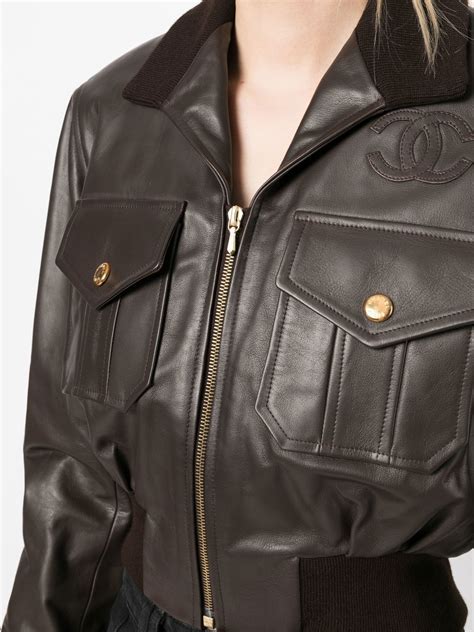 chanel red leather jacket|chanel leather bomber jacket.